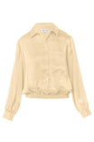 Long Sleeve Button Front Blouse With Elasticized Waist