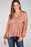Long Sleeve Blouse With Button Detail