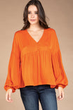 Long Sleeve Blouse With Button Detail
