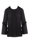 Smocked Yoke Ruffled Sleeve Blouse