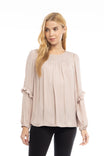 Smocked Yoke Ruffled Sleeve Blouse