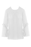 Smocked Yoke Ruffled Sleeve Blouse