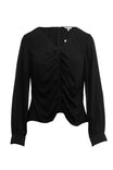 Ruched Front V Neck Long Sleeve Blouse