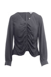 Ruched Front V Neck Long Sleeve Blouse