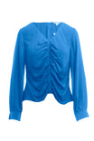 Ruched Front V Neck Long Sleeve Blouse
