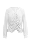 Ruched Front V Neck Long Sleeve Blouse