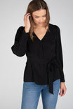 Faux Wrap Top With Self Belt