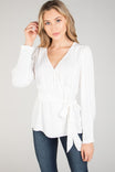 Faux Wrap Top With Self Belt