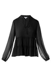 Long Sleeve Drop Shoulder Tiered Blouse