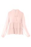 Long Sleeve Drop Shoulder Tiered Blouse