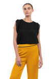 Pleated Flutter Sleeve Blouse
