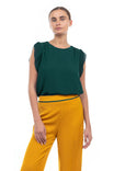 Pleated Flutter Sleeve Blouse