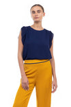 Pleated Flutter Sleeve Blouse