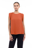 Pleated Flutter Sleeve Blouse