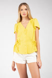V Neck Button Front Blouse