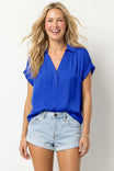 Half Placket Short Sleeve Blouse