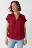 Half Placket Short Sleeve Blouse