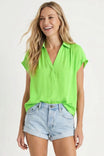 Half Placket Short Sleeve Blouse