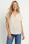 Half Placket Short Sleeve Blouse
