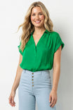 Half Placket Short Sleeve Blouse