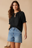 Raglan Sleeve Blouse With Frill Front Detail