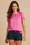 Raglan Sleeve Blouse With Frill Front Detail