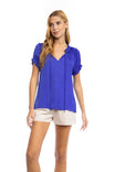 Raglan Sleeve Blouse With Frill Front Detail