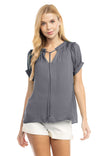 Raglan Sleeve Blouse With Frill Front Detail