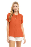 Raglan Sleeve Blouse With Frill Front Detail