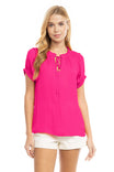 Raglan Sleeve Blouse With Frill Front Detail