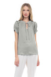 Raglan Sleeve Blouse With Frill Front Detail