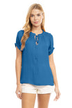 Raglan Sleeve Blouse With Frill Front Detail