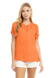 Raglan Sleeve Blouse With Frill Front Detail