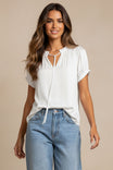 Raglan Sleeve Blouse With Frill Front Detail