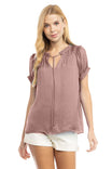 Raglan Sleeve Blouse With Frill Front Detail
