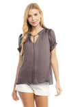 Raglan Sleeve Blouse With Frill Front Detail