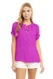 Raglan Sleeve Blouse With Frill Front Detail
