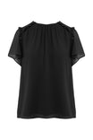 Short Sleeve Blouse With Ruffle Trim