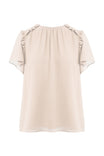 Short Sleeve Blouse With Ruffle Trim