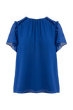 Short Sleeve Blouse With Ruffle Trim