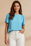 Smocked Shoulder Short Sleeve Blouse