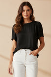 Smocked Shoulder Short Sleeve Blouse