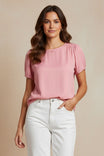 Smocked Shoulder Short Sleeve Blouse