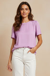 Smocked Shoulder Short Sleeve Blouse