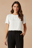 Smocked Shoulder Short Sleeve Blouse