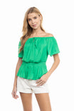 Off Shoulder Blouse With Smocked Waist Detail