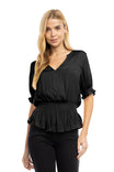 Smocked Short Sleeve Blouse