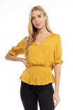 Smocked Short Sleeve Blouse