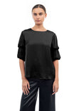 Bubble Sleeve Blouse With Back Keyhole Detail