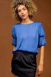 Bubble Sleeve Blouse With Back Keyhole Detail